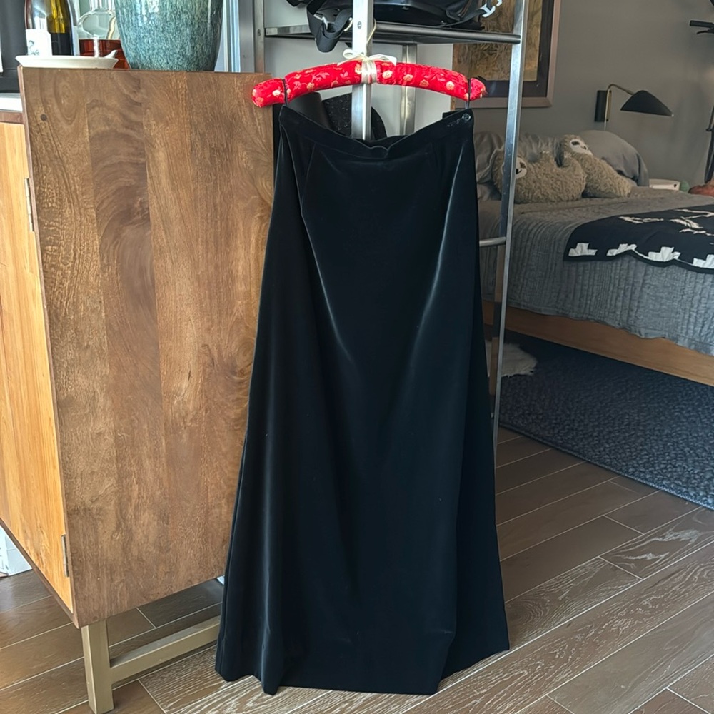 Vintage Black Velvet Maxi Skirt